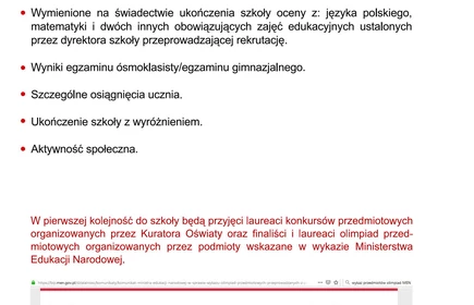 Kryteria rekrutacji.