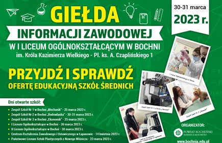 plakat informujący o giełdzie zawodowej