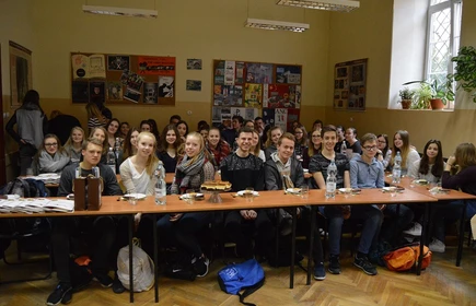 Wizyta uczni&oacute;w z zaprzyjaźnionego gimnazjum w Ibbenb&uuml;ren  w ramach polsko-niemieckiej wymiany młodzieży.2