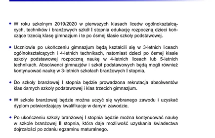 Kształcenie w liceach, technikach i szkołach branżowych. 