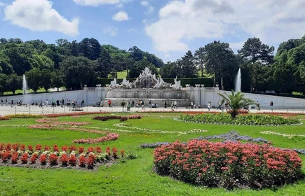 ogród i fontanny przed Pałacem Schonbrunn