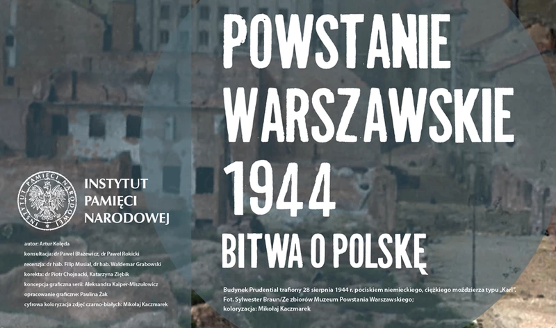 Treść plakatu:
Powstanie Warszawskie 1944 Bitwa o Polskę

Budynek Prudential trafiony 28 sierpnia 1944r. pociskiem niemieckiego , ciężkiego moździerza typu "Karl"

Fot. Sylwester Braun/ Ze zbiorów Muzeum Powstania Warszawskiego

koloryzacja: Mikołaj Kaczmarek