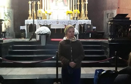 Przewodnik w trakcie prezentacji 
